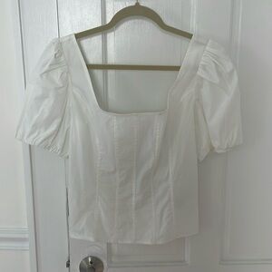 New with tags NWT jcrew puff sleeve corset white top smocked back